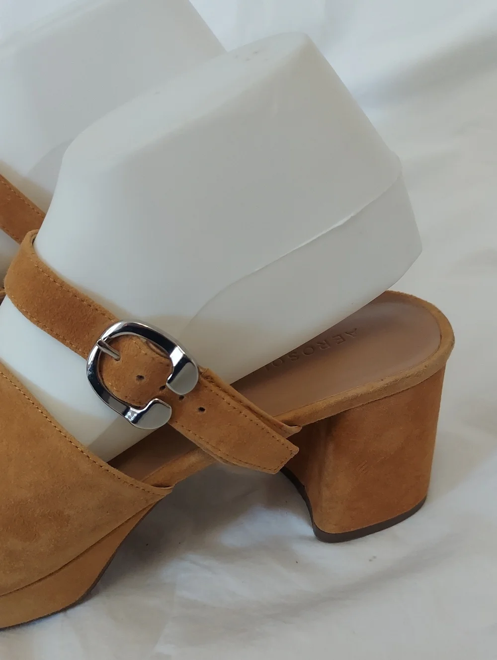 Aerosoles Cosmic Sandal Tan Genuine Suede Womens Size 11 Heel 3
